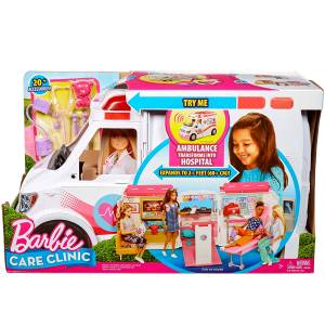 Barbie Care Clinic Playset Ambulance Transforms into Hospital Lights & Sound-FRM19