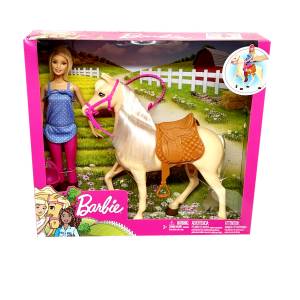 BARBIE Doll with Toy Horse & Accessories Playset -FXH13