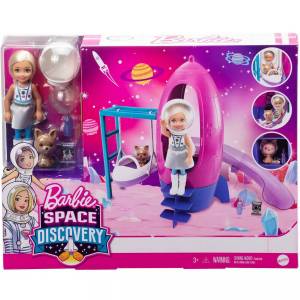 Barbie Chelsea & Puppy Space Discovery Playset with Rocket Ship Playset-GTW32